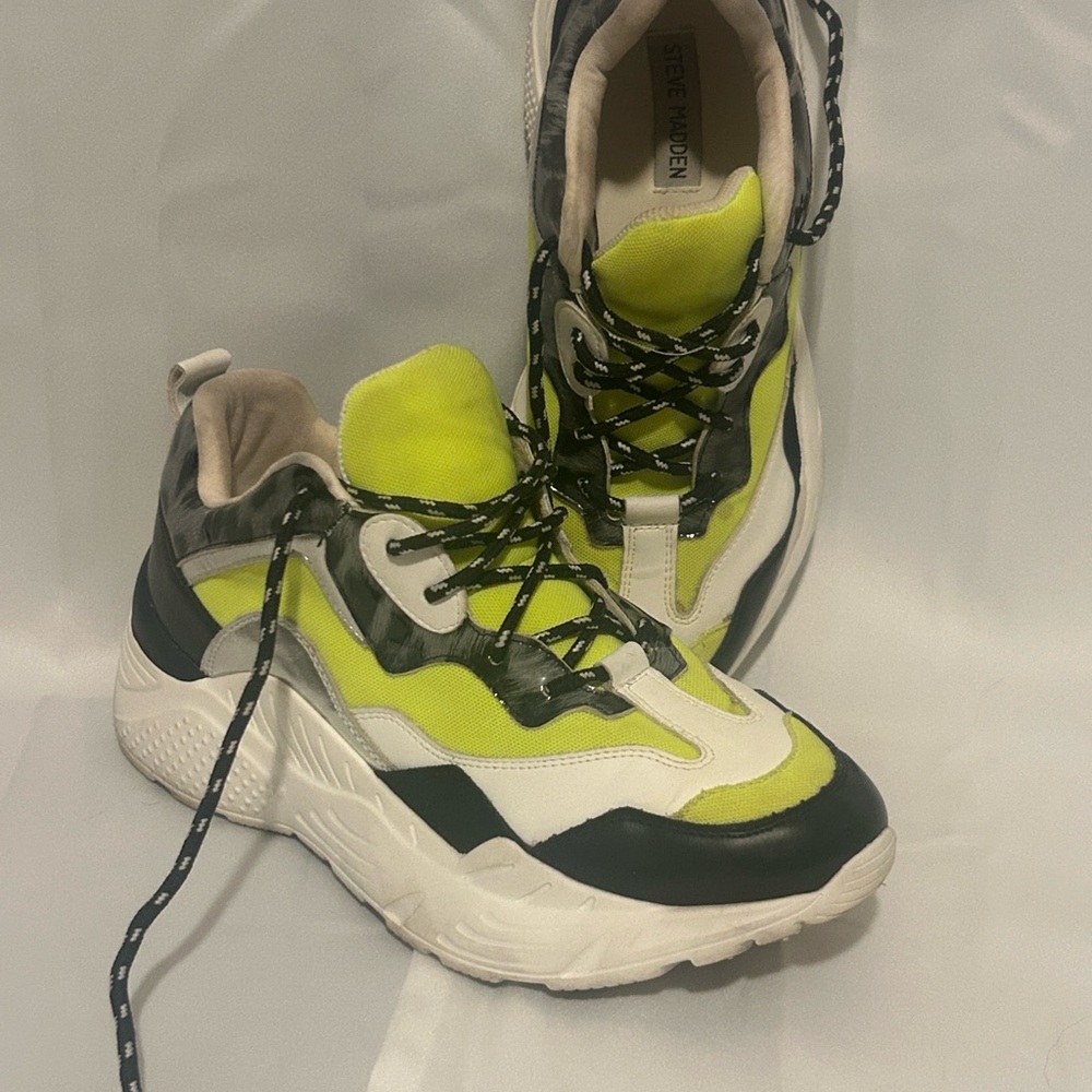 Steve Madden Lime and Black Chunky Sneakers